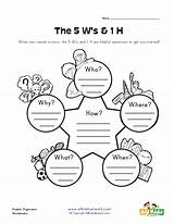 Graphic Writing Organizers Worksheets Organizer 5ws 1h Organisers Worksheet Where Who Why When Comprehension Simple Printable Activities Teaching School Kids sketch template