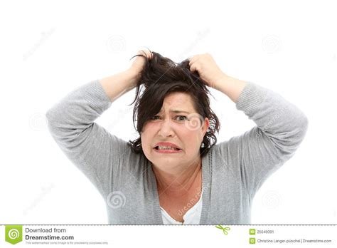 Stressed Woman Pulling Her Hair Stock Image Image 25549391