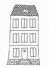 Fensterbild Haus Kreidestift Vorlage sketch template