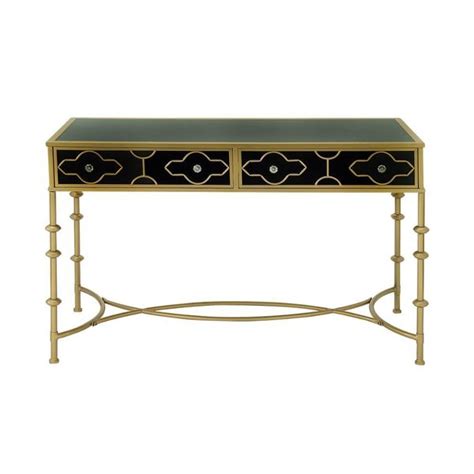 Shop Black And Gold Metal Glass Console Table Free