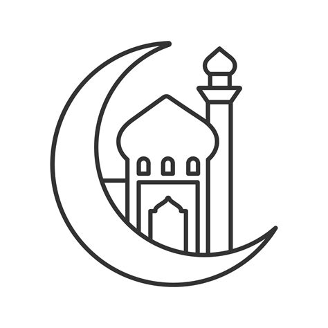 mosque  ramadan moon linear icon thin  illustration crescent