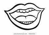 Mouth Outline Cartoon Coloring Clipart Pages Lips Open Illustration Drawing Human Vector Kissing Shark Shutterstock Stock Talking Teeth Lip Draw sketch template