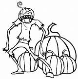 Coloring Scary Pumpkin Creature Pages sketch template