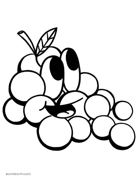 grapes coloring page  downloadable  beautiful days