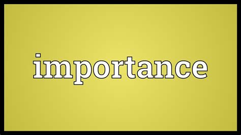 importance meaning youtube