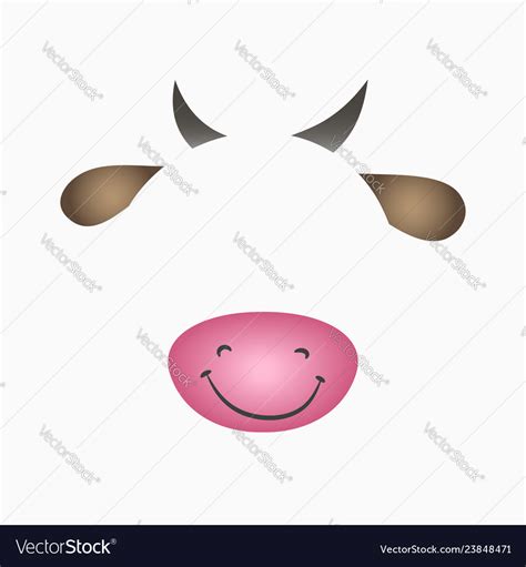 cow face elements ears horns nose and mouth vector image