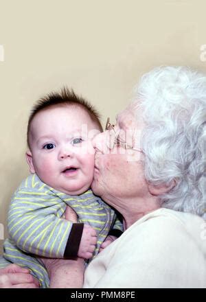 kissing grandma stock photo alamy