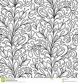 Floral Coloring Seamless Pattern Texture Monochrome Drawn Vector Hand Book Doodle Decorative Flowers Preview sketch template
