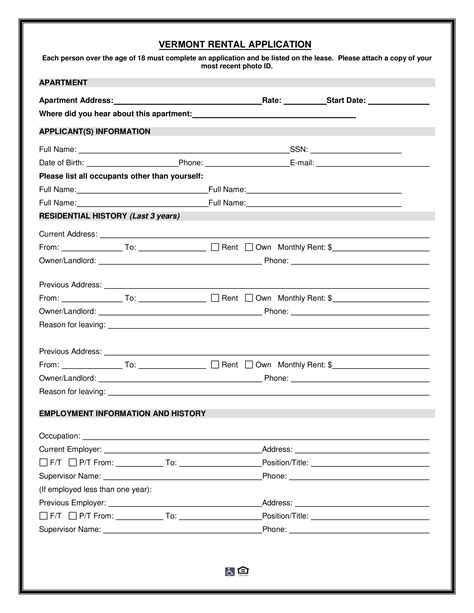 printable basic rental application form  printable form