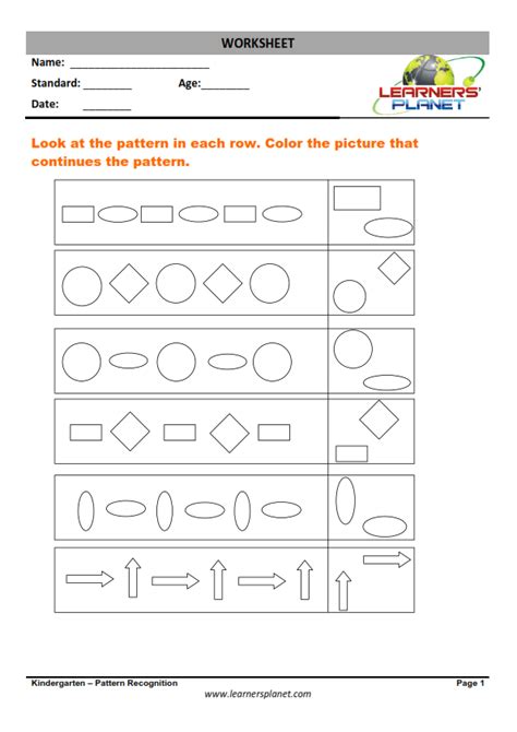 math  study worksheets  patterns  kids