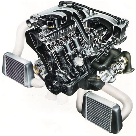 nissan zx twin turbo engine cutaway drawing  high quality
