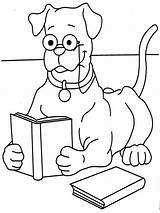 Reading Book Coloring Dog Pages Printable Animals Books Funny Kids Color Bear Print Girls School Choose Board Studyvillage Popular sketch template