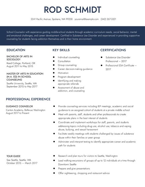 school counselor resume examples  templates   resumebuildercom