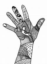 Zentangle Hand Patterns Hands Peace Doodle Ink Drawing Inspiration Kunst Mandala Designs Signs Doodles Mains Drawings Picasso Creative Kids Coloring sketch template