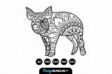 Pig Mandalas sketch template