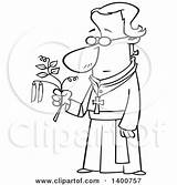 Mendel Gregor Cartoon Friar Man Clipart Pea Holding Plant Illustration Royalty Toonaday Vector sketch template