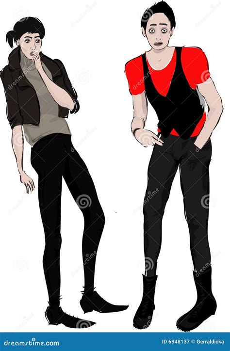 Couple Wearing Skinny Stock Illustration Illustration Of Fashion 6948137