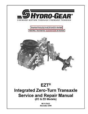 hydro gear ezt zc zd models transaxle repair workshop manual ebay