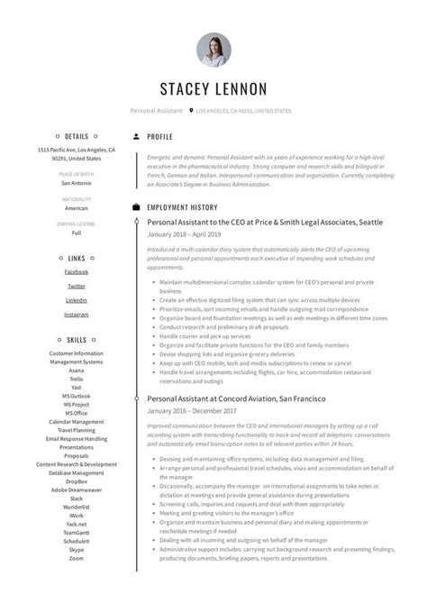 pin  personal assistant resume examples