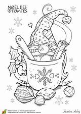 Gnome Christmas Coloring Pages Cute Aubry Adult Coloriage гномы Séverine Printable Visit Chocolat Tomtes sketch template