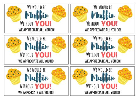 printable tags teacher appreciation muffins   tags etsy