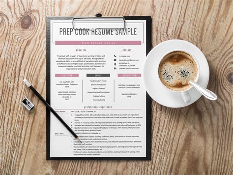 prep cook resume template  sample text