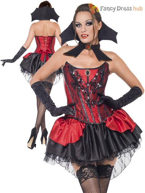 Ladies Sexy Gothic Vampire Fancy Dress Costume Vamp