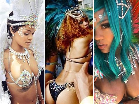 rihanna ruffles feathers at crop over carnival in barbados celebrity