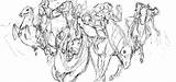 Horsemen Coloring Four Apocalypse 424px 69kb sketch template