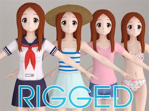 Rigged T Pose Rigged Model Of Takagi San Anime Girl
