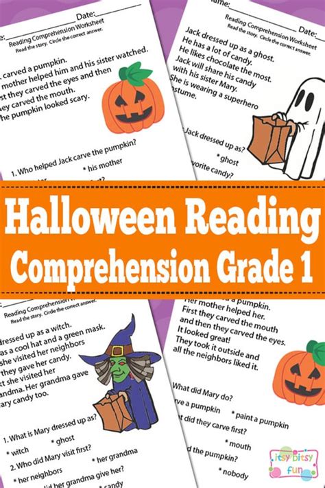 halloween reading comprehension worksheets  st grade itsybitsyfuncom