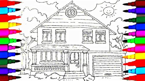 coloring book family house coloring pages  kids drawing  coloring