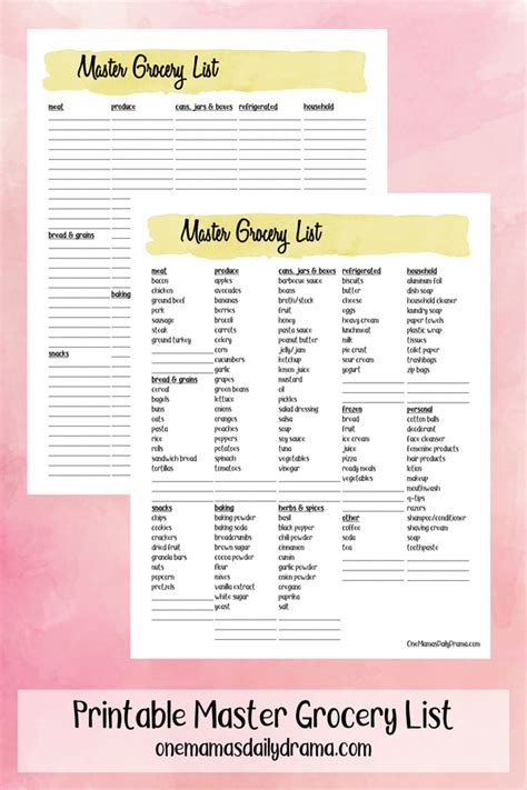 printable master grocery list   master grocery list templates images   finder