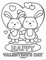 Valentines Coloring Bunnies sketch template