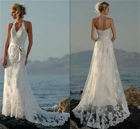 Discount2013 Sexy Beach Wedding Dresses Halter V Neck Lace Ruffle