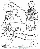 Coloring Pages Fishing Summer Kids Boy Printable Girl Sheets Fish Clipart Activities Sheet Print Catch Holiday Summertime Help Drawings Fun sketch template