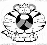 Tiger Clipart Cute Cub Cartoon Outlined Happy Coloring Sly Cory Thoman Vector Drunk Angry Clipartof 2021 sketch template