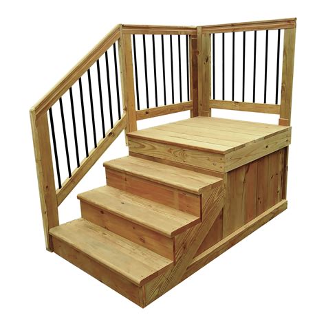 enclosed stained wood steps    platforms