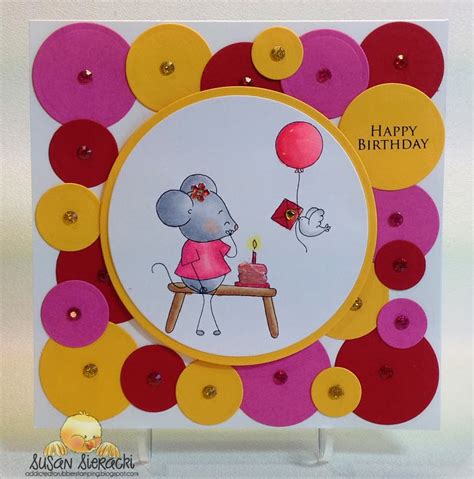 addicted  rubber stamping happy birthday mouse