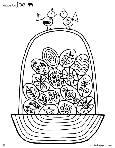 coloring page easter basket  eggs subeloa