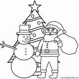 Christmas Coloring Tree Snowman Santa Pages Merry Kids Clipart Snowmen Colors Do sketch template