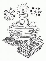Birthday 5th Coloring Pages Happy Kids Printables Printable Colouring Cake Wuppsy Holiday Template Holidays Visit Age Anniversary sketch template