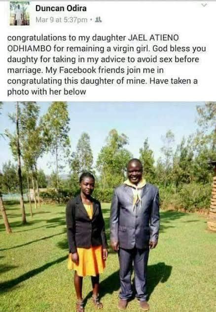 kenyan dad duncan odira congratulate his daughter for remaining a virgin