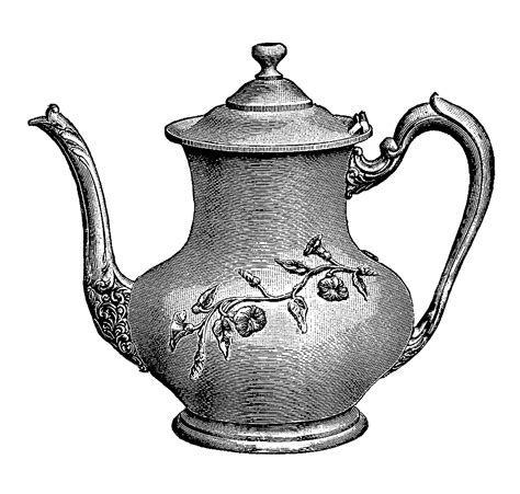 digital stamp design vintage teapot decorative border artwork