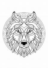 Mandala Wolf Coloring Mandalas Pages Head Difficult Kids Color Adults Animals Beautiful Complex Patterns Animal Geometric Justcolor Loup Simple Print sketch template