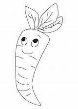 Carrot Coloring Cartoon Pages Vegetable Kids Outline Carrots Happy Print Choose Board Popular sketch template
