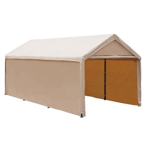 abba patio    foot heavy duty beige domain carport enclosed car canopy versatile shelter