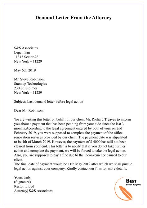 demand letter  attorney    letter template collection