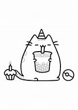 Pusheen Anniversaire Licorne Colouring sketch template