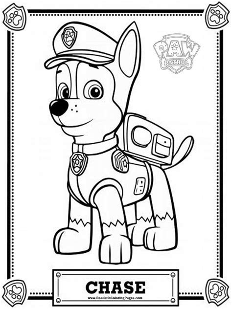 paw patrol coloring pages chase realistic coloring pages